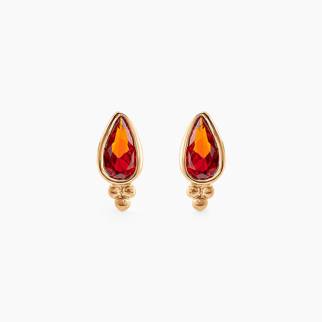 Boucles D'oreilles Puces Marika Plaqu&eacute; Or Dor&eacute; Pierre D'imitation - Boucles d'oreilles fantaisie Femme | Histoire d&rsquo;Or