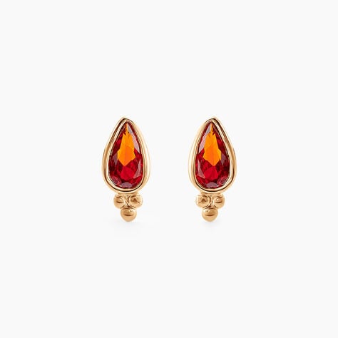 Boucles D'oreilles Puces Marika Plaqu&eacute; Or Dor&eacute; Pierre D'imitation - Boucles d'oreilles fantaisie Femme | Histoire d&rsquo;Or