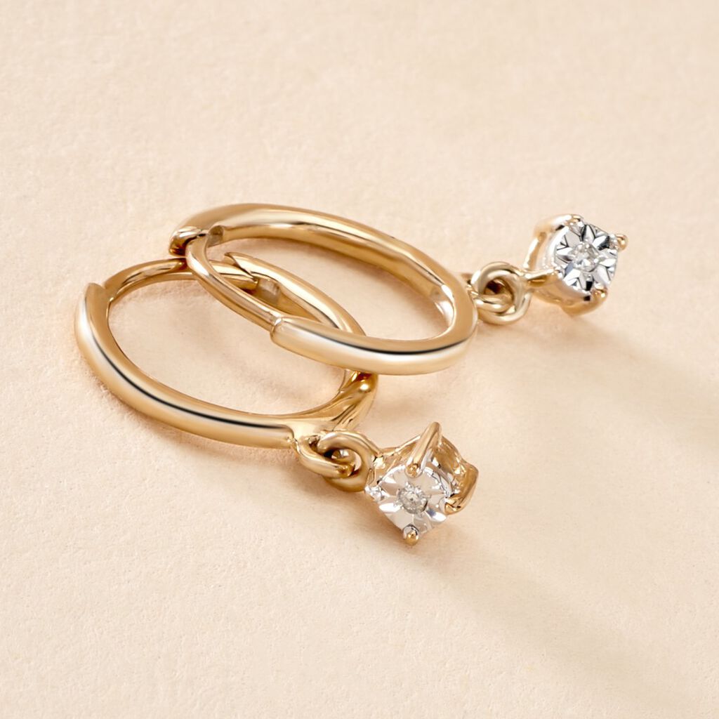 Créoles Racquel Or Jaune Diamant - Boucles d'oreilles créoles Femme | Histoire d’Or