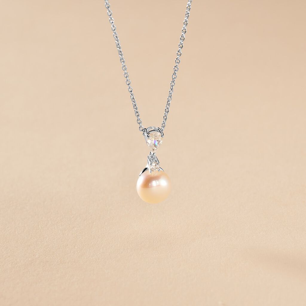 Collier Noame Argent Blanc Perle De Culture Et Oxyde De Zirconium - Colliers fantaisie Femme | Histoire d’Or