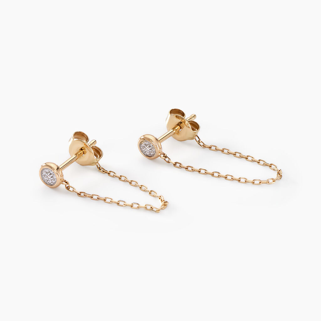 Boucles D'oreilles Pendantes Mon 1er Diamant Or Jaune Diamant