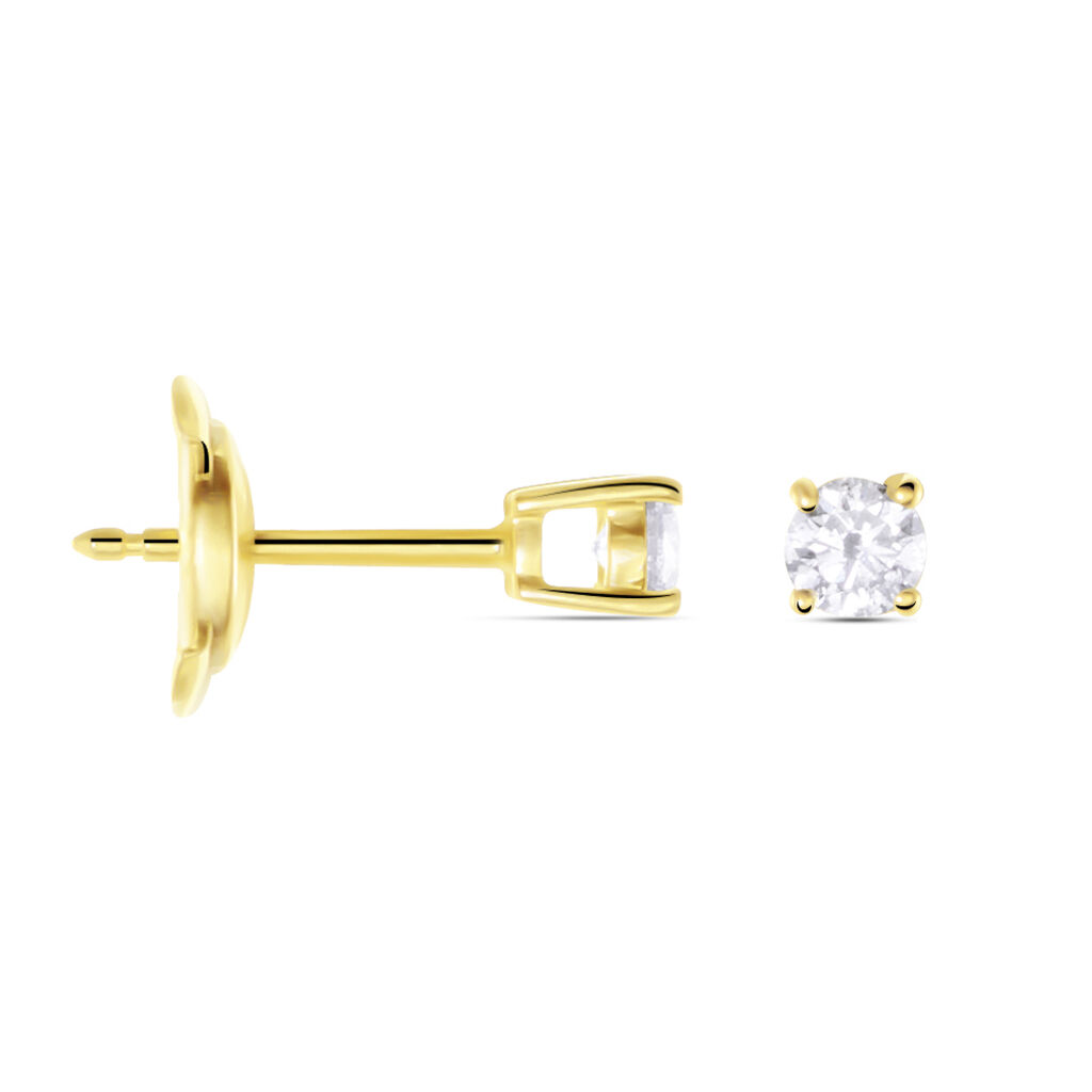 Boucles D'oreilles Puces Or Jaune Victoria Diamants - Clous d'oreilles Femme | Histoire d’Or