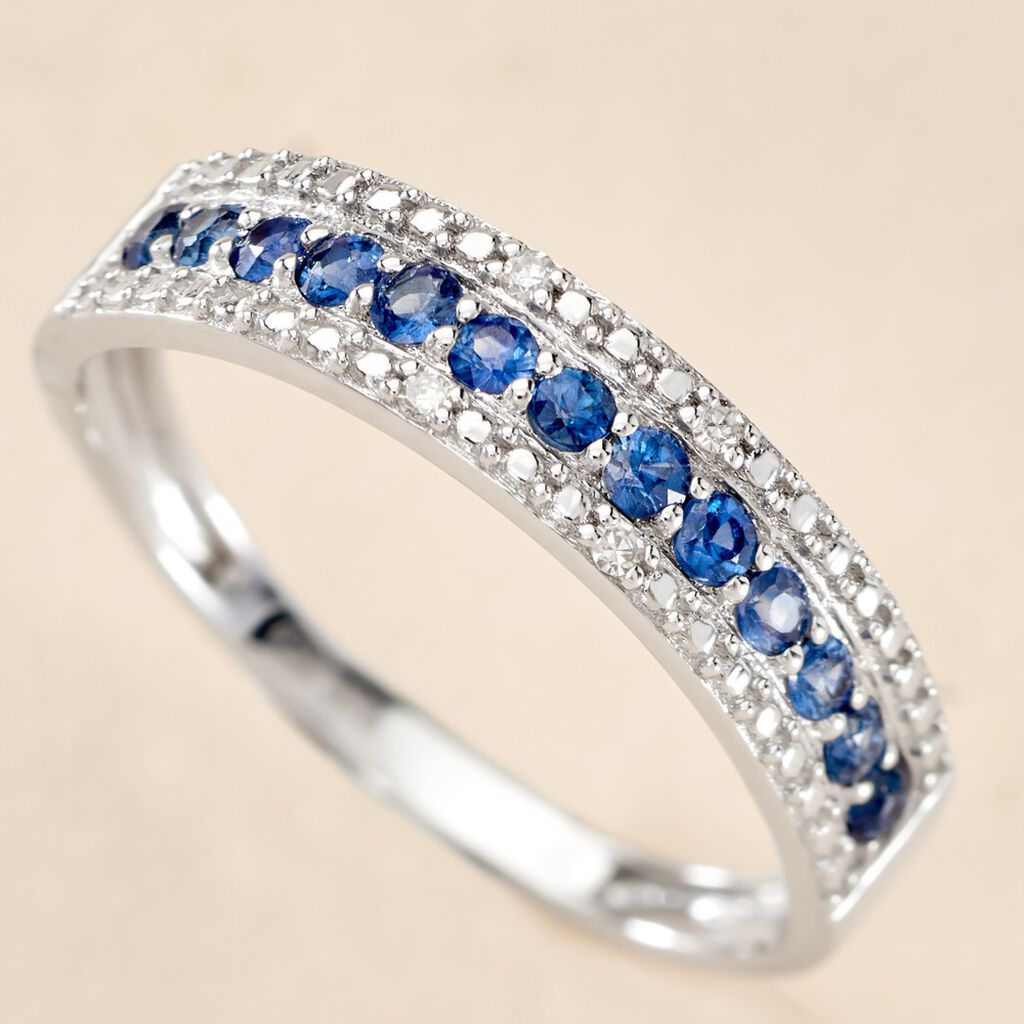 Alliance Or Blanc Amias Diamants - Bagues avec pierre Femme | Histoire d’Or
