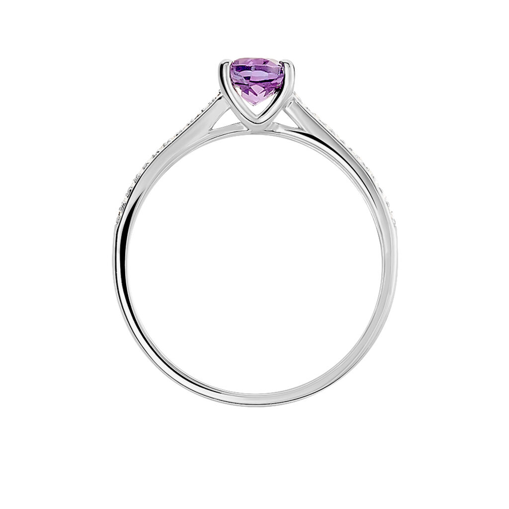 Bague Crista Or Blanc Amethyste Et Diamant - Bagues solitaires Femme | Histoire d’Or