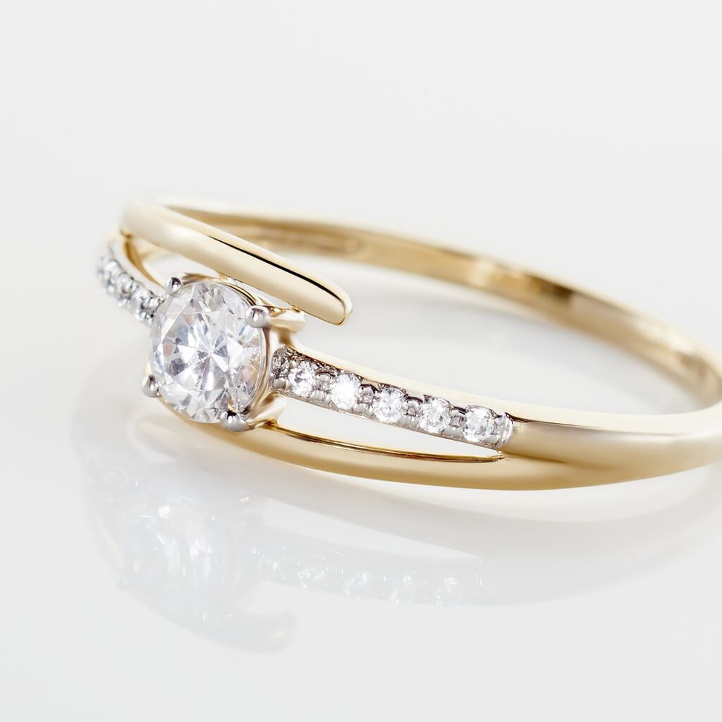 Bague Or Jaune Daegan Oxydes De Zirconium - Bagues solitaires Femme | Histoire d’Or