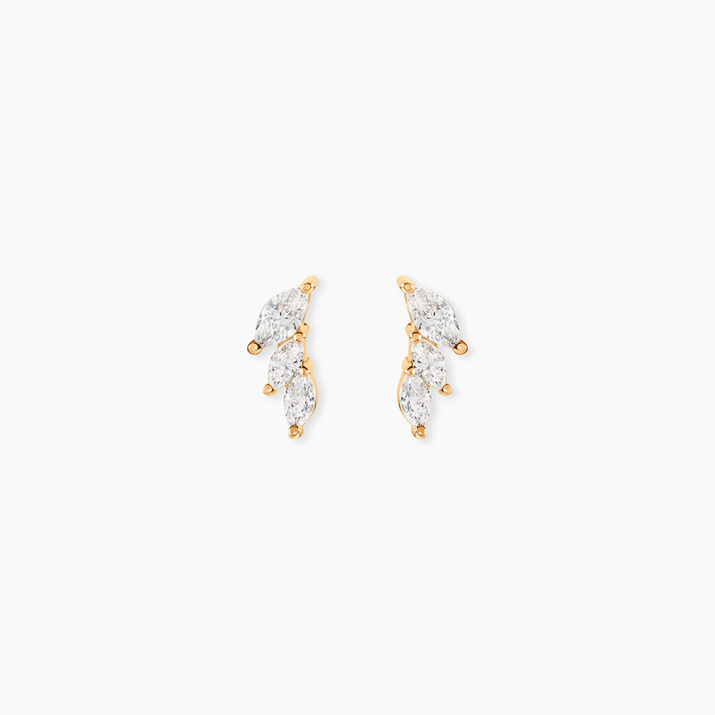 Boucles D'Oreilles Puces Amazone Plaqu&eacute; Or Jaune Oxyde De Zirconium - Boucles d'oreilles fantaisie Femme | Histoire d&rsquo;Or