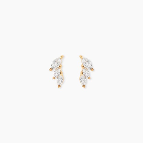 Boucles D'Oreilles Puces Amazone Plaqu&eacute; Or Jaune Oxyde De Zirconium - Boucles d'oreilles fantaisie Femme | Histoire d&rsquo;Or