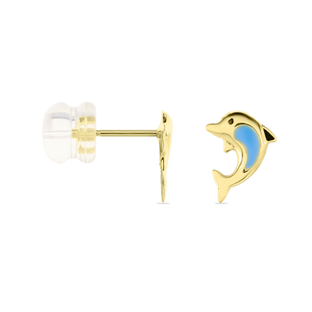 Boucles D'oreilles Puces Mael Dauphin Or Jaune - Clous d'oreilles Enfant | Histoire d’Or