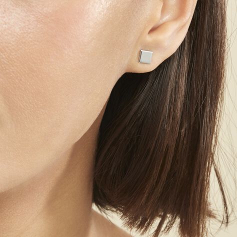 Boucles D'oreilles Puces Calia Argent Blanc - Boucles d'oreilles fantaisie Femme | Histoire d’Or