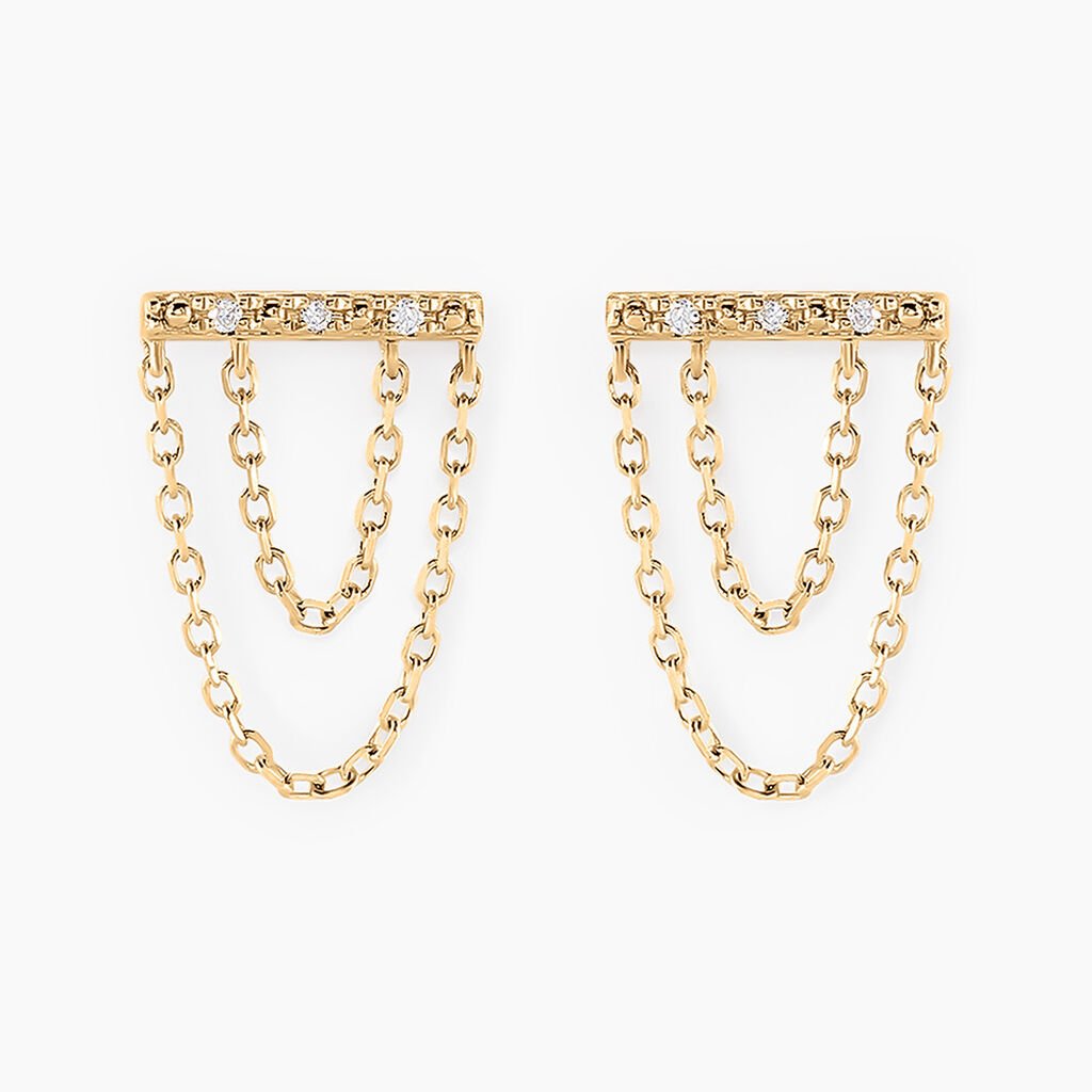 Boucles D'oreilles Puces Phile Or Jaune Diamant - Clous d'oreilles Femme | Histoire d’Or