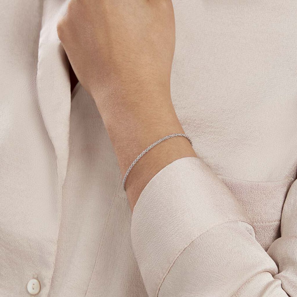 Bracelet Cacilda Maille Corde Argent Blanc - Bracelets chaîne Femme | Histoire d’Or
