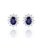Boucles D'oreilles Or Blanc Saphir Diamants - Clous d'oreilles Femme | Histoire d&rsquo;Or