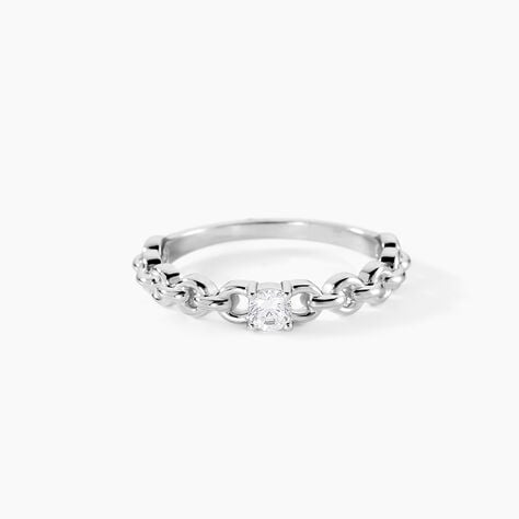 Bague Solitaire Moccus Argent Blanc Oxyde De Zirconium - Bagues solitaires Femme | Histoire d&rsquo;Or