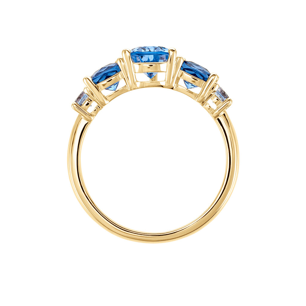 Bague Huffie Plaqu&eacute; Or Jaune Pierre D'imitation - Bagues avec pierre Femme | Histoire d&rsquo;Or