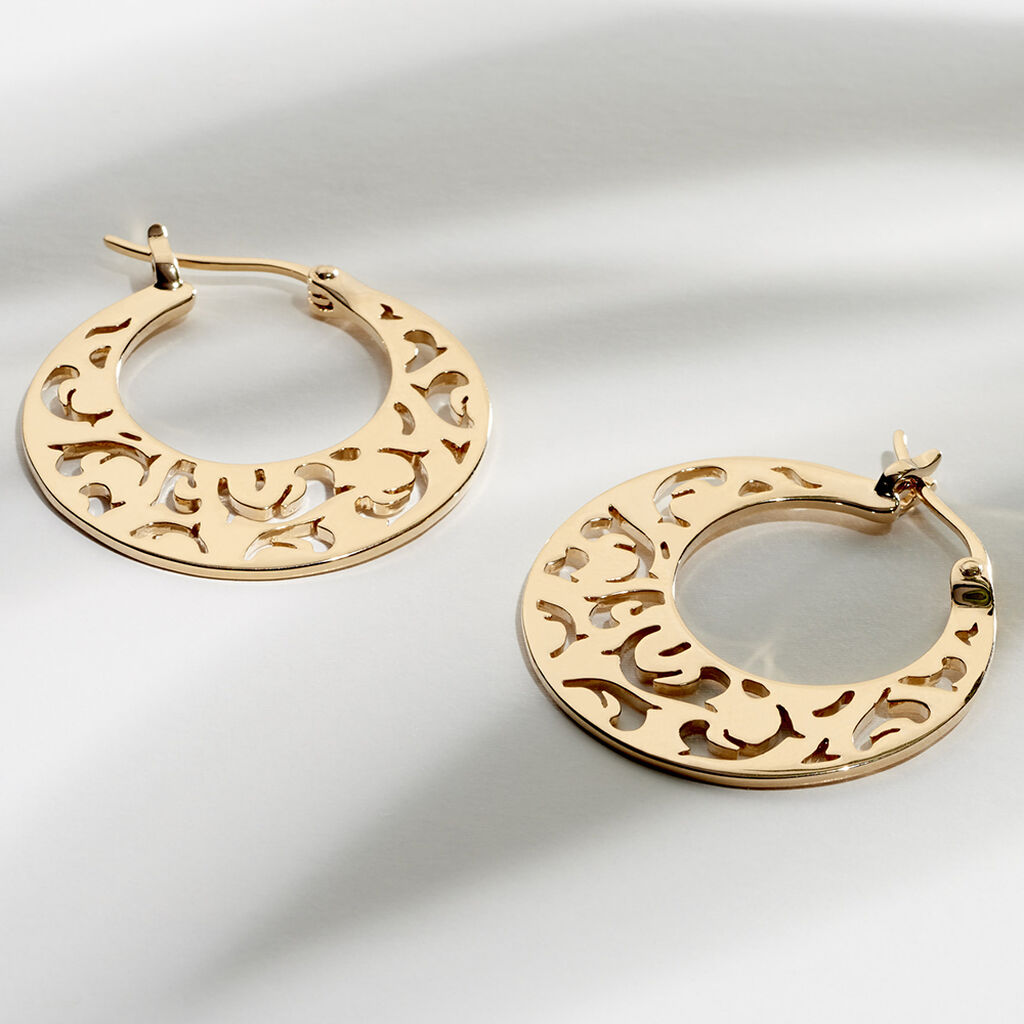 Créoles Tyfene Plaqué Or Jaune - Boucles d'oreilles créoles Femme | Histoire d’Or