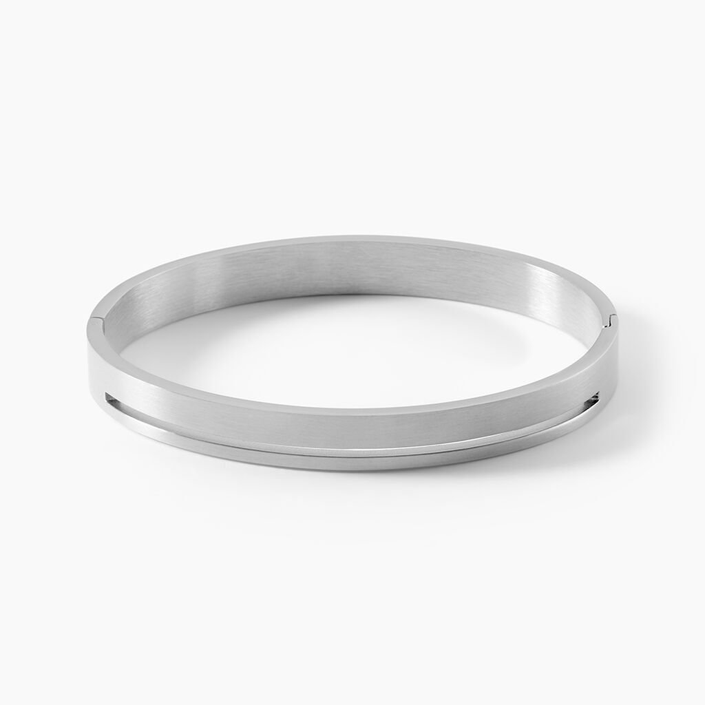 Bracelet Jonc Line Acier Blanc - Bracelets joncs Homme | Histoire d&rsquo;Or