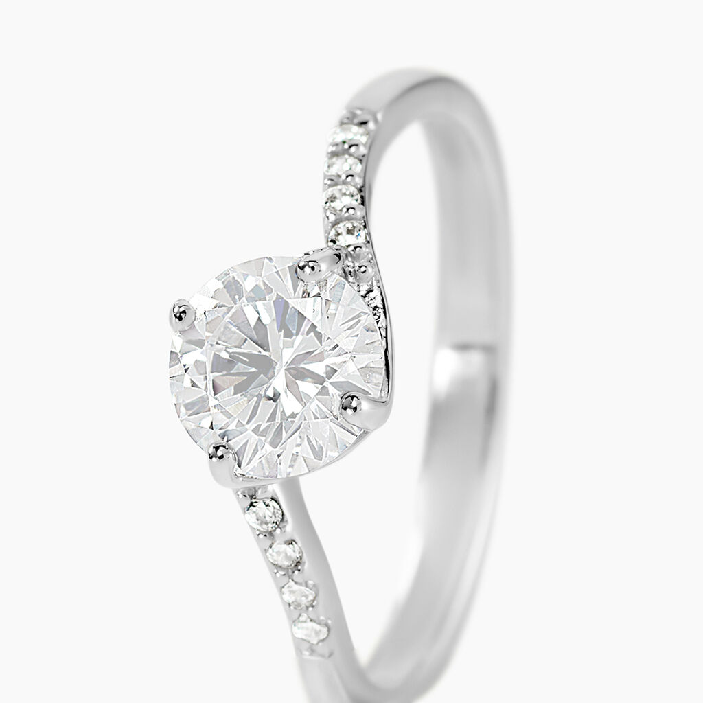 Bague Solitaire Maelane Argent Blanc Oxyde De Zirconium - Bagues solitaires Femme | Histoire d&rsquo;Or