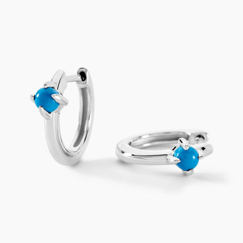 Créoles Ocean Argent Blanc Turquoise - Boucles d'oreilles créoles Femme | Histoire d’Or