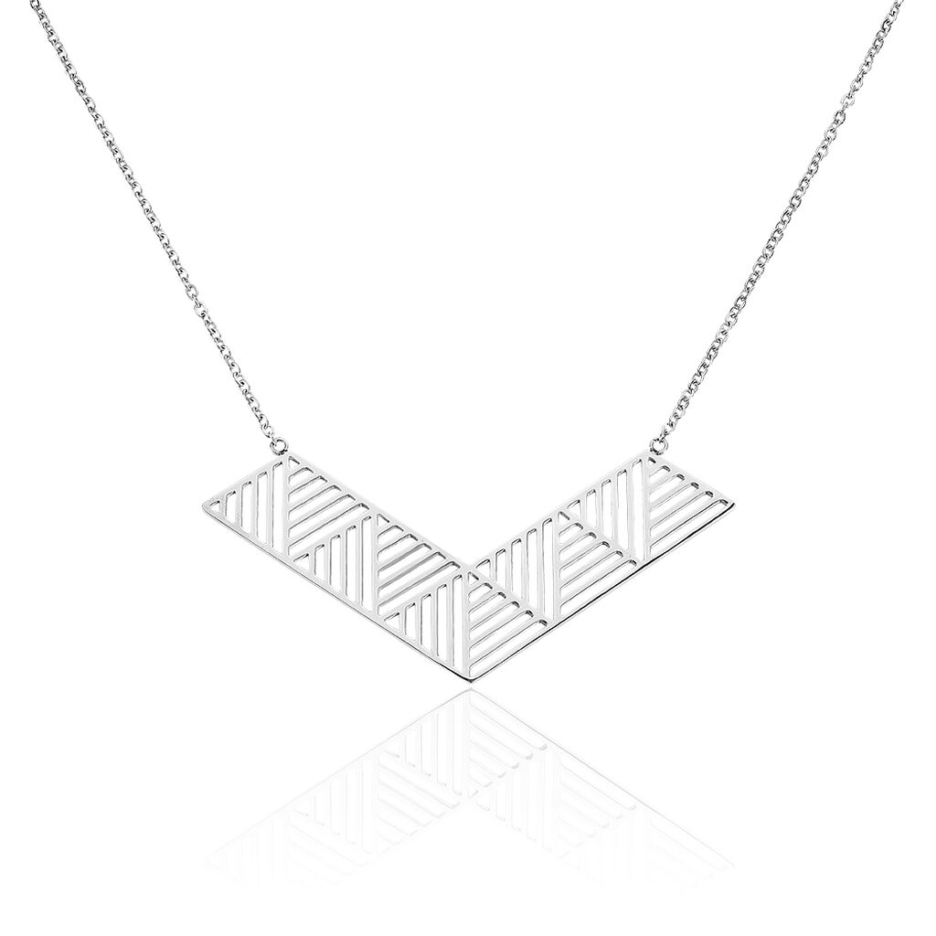 Collier Plastron Abby Acier Blanc - Colliers fantaisie Femme | Histoire d&rsquo;Or