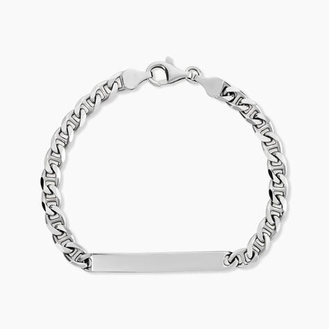 Bracelet Identit&eacute;e Bobbi Argent Blanc - Gourmettes Homme | Histoire d&rsquo;Or