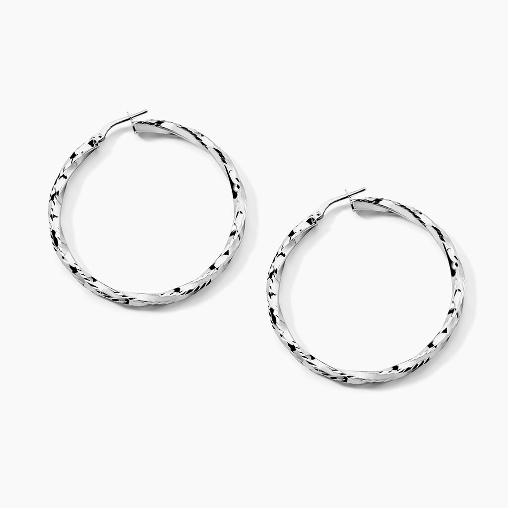 Cr&eacute;oles Argent Blanc Diane - Boucles d'oreilles cr&eacute;oles Femme | Histoire d&rsquo;Or