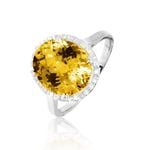 Bague Anna Or Blanc Citrine Et Diamant - Bagues solitaires Femme | Histoire d&rsquo;Or
