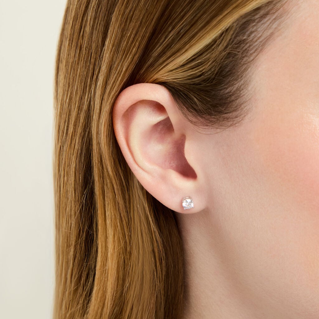 Boucles D'oreilles Puces One Or Blanc Diamants - Boucles d'oreilles pierres pr&eacute;cieuses Homme | Histoire d&rsquo;Or