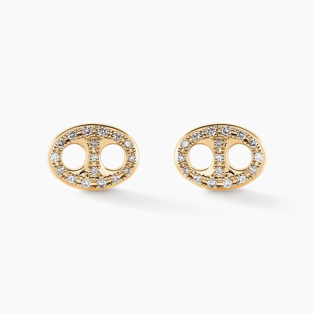 Boucles D'oreilles Puces Antun Or Jaune Diamant - Clous d'oreilles Femme | Histoire d&rsquo;Or