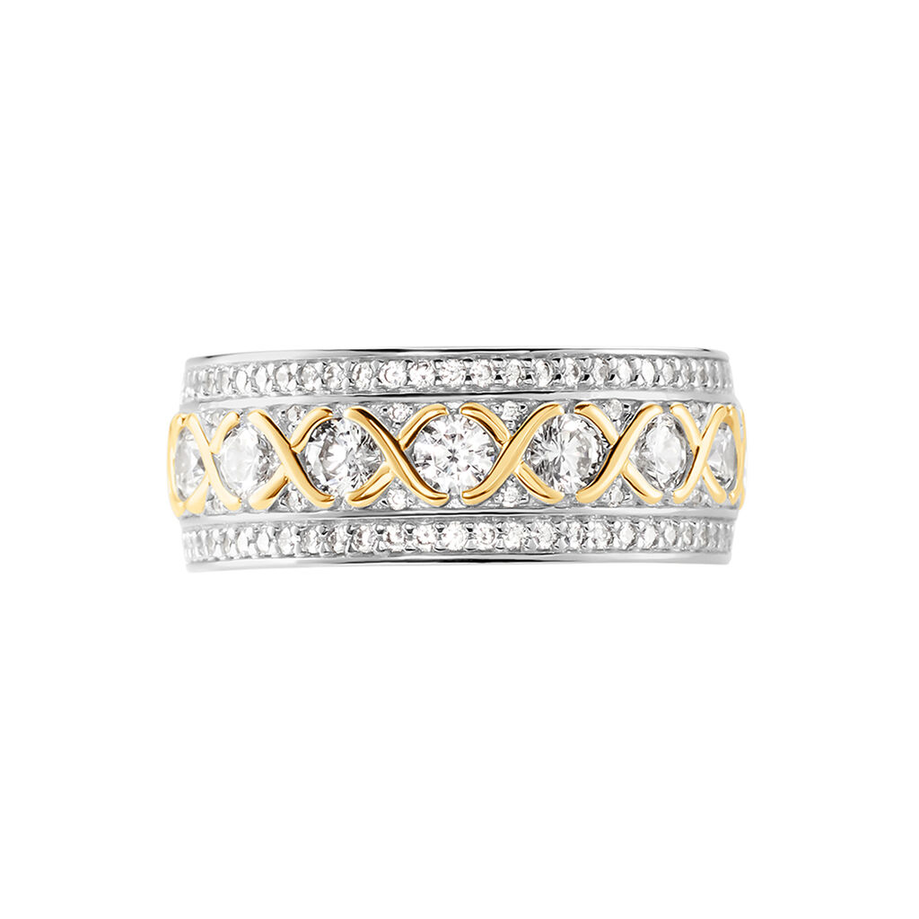 Bague Rome Argent Bicolore Oxyde De Zirconium - Bagues avec pierre Femme | Histoire d&rsquo;Or