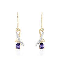 Boucles D'oreilles Pendantes Dyanah Plaque Or Jaune Oxyde De Zirconium