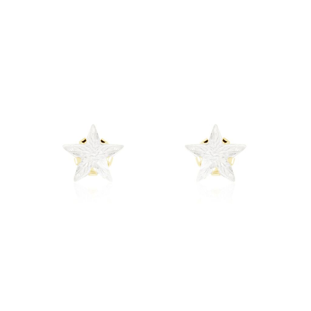Boucles D'oreilles Puces Elais Etoile Or Jaune Oxyde De Zirconium - Clous d'oreilles Femme | Histoire d’Or