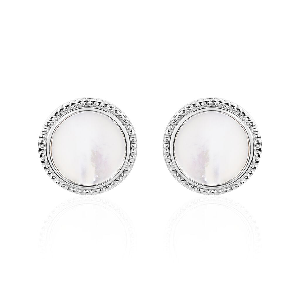 Boucles D'oreilles Puces Laetizia Celine Argent Blanc Nacre - Boucles d'oreilles fantaisie Femme | Histoire d&rsquo;Or