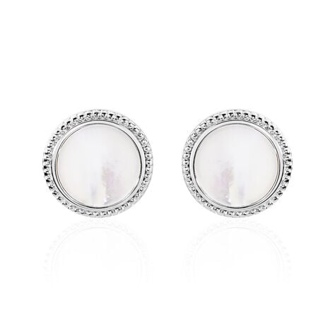 Boucles D'oreilles Puces Laetizia Celine Argent Blanc Nacre - Boucles d'oreilles fantaisie Femme | Histoire d&rsquo;Or