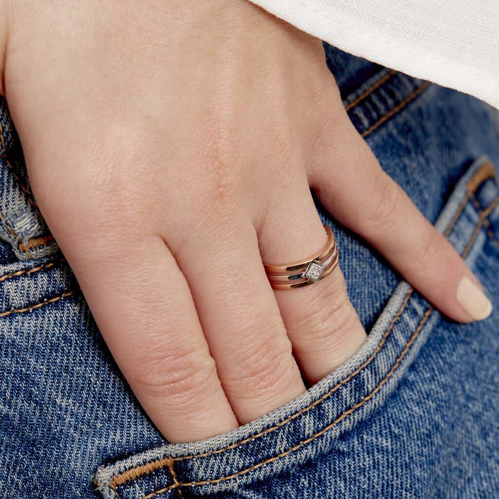 Bague Elsa Or Bicolore Diamant - Bagues avec pierre Femme | Histoire d’Or