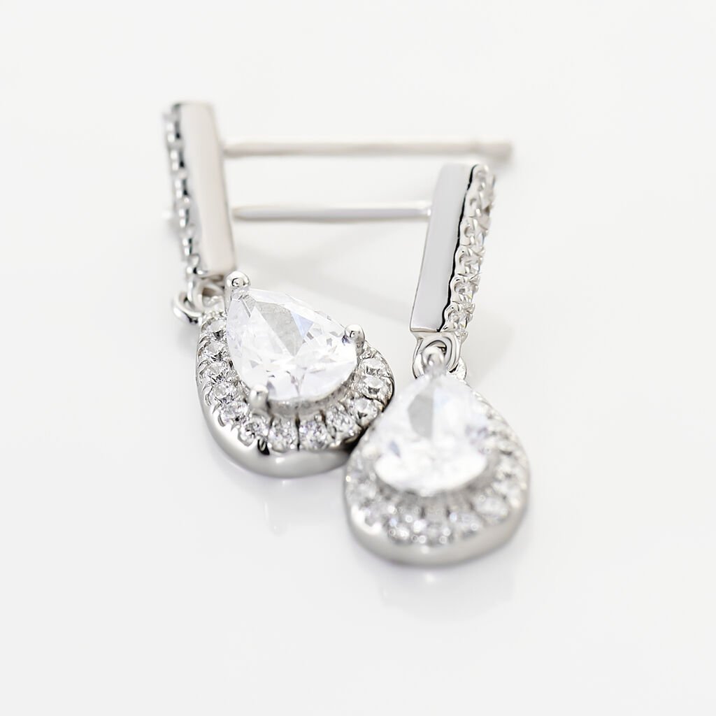 Boucles D'oreilles Pendantes Briony Argent Blanc Oxyde De Zirconium - Boucles d'oreilles fantaisie Femme | Histoire d&rsquo;Or