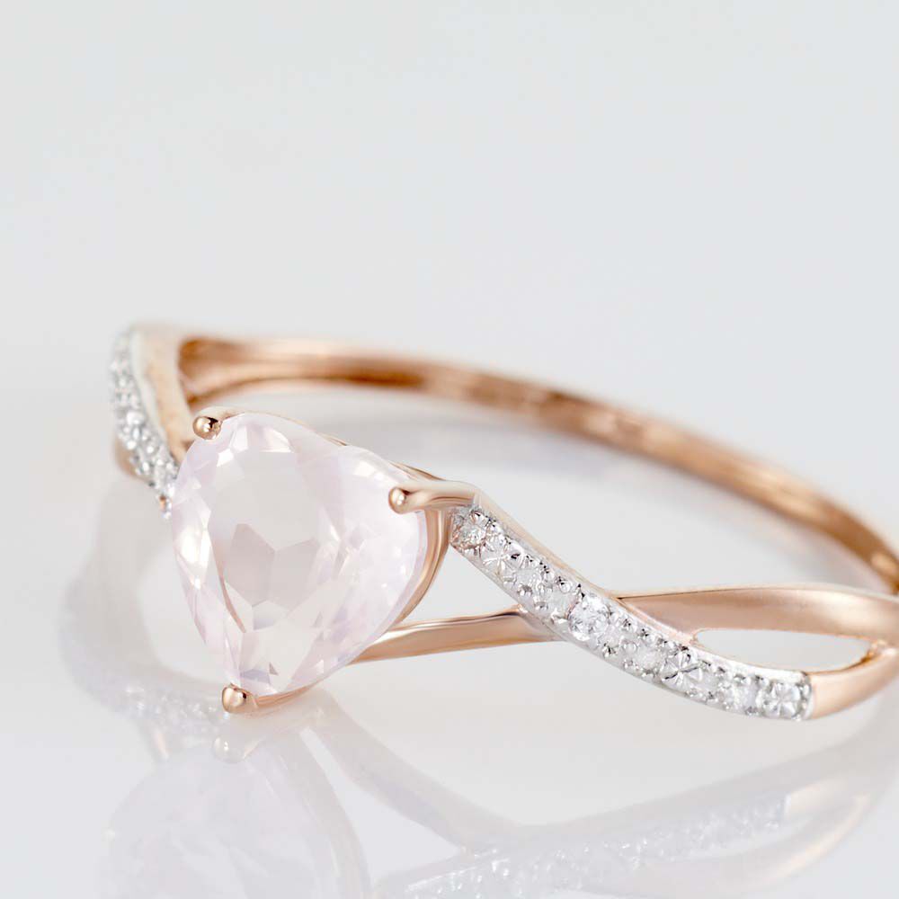 Bague de sale fiancaille quartz rose
