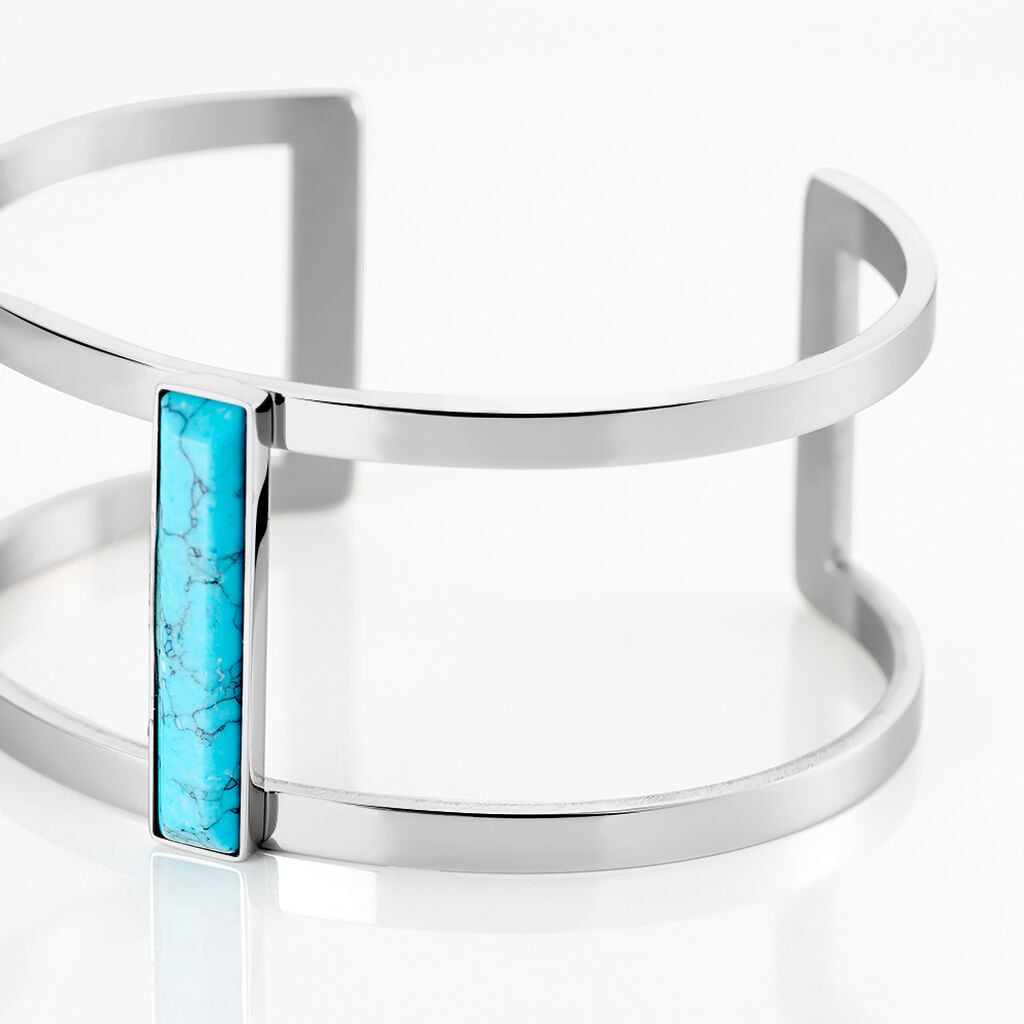 Bracelet Jonc Merylie Acier Blanc Pierre De Synthese - Bracelets joncs Femme | Histoire d&rsquo;Or
