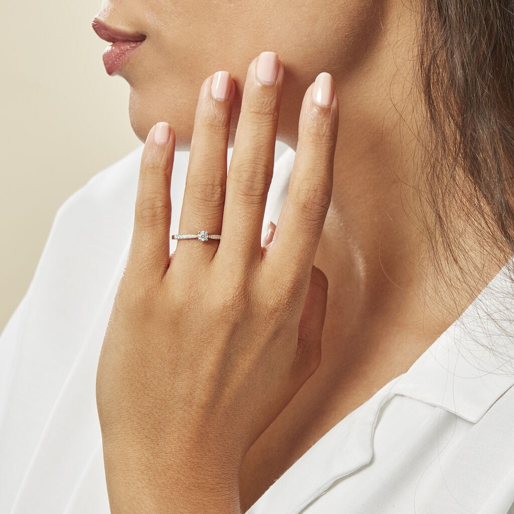Bague Solitaire Hemera Or Blanc Diamant - Bagues solitaires Femme | Histoire d’Or
