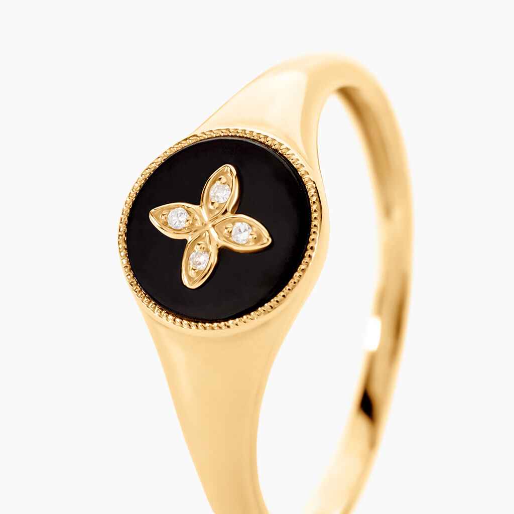 Bague Talisman Or Jaune Agate Diamant - Bagues solitaires Femme | Histoire d&rsquo;Or