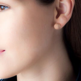 Boucles D'oreilles Puces Martina Argent Rose - Boucles d'oreilles fantaisie Femme | Histoire d’Or