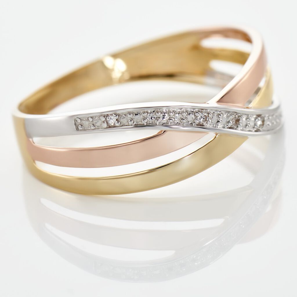 Bague Cramitia Or Tricolore Diamant - Bagues avec pierre Femme | Histoire d’Or