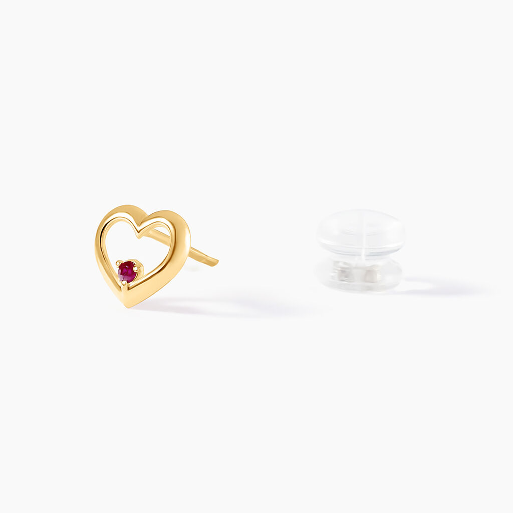 Boucles D'oreilles Puces Martella Or Jaune Rubis - Clous d'oreilles Femme | Histoire d’Or