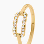 Bague Graphic Lines Argent Dor&eacute; A L'Or 750/1000 Oxyde De Zirconium - Bagues avec pierre Femme | Histoire d&rsquo;Or
