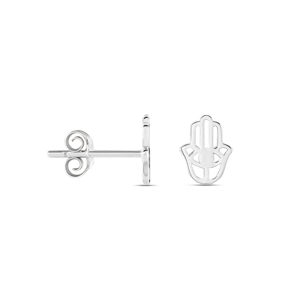 Boucles D'oreilles Puces Abby Argent Blanc - Boucles d'oreilles fantaisie Femme | Histoire d’Or
