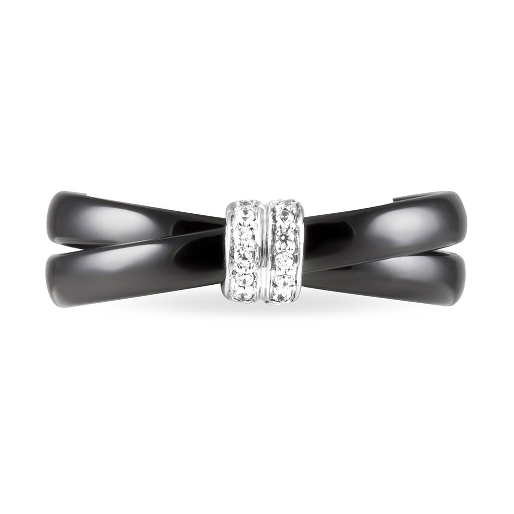 Bague Ceramik Design Argent Blanc Oxyde De Zirconium Et Céramique - Bagues avec pierre Femme | Histoire d’Or