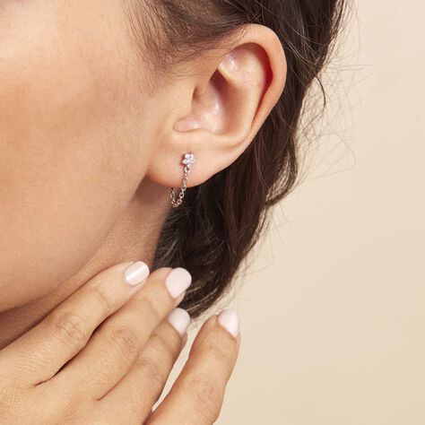 Boucles D'oreilles Pendantes Argent Blanc Tamako Oxydes De Zirconium - Boucles d'oreilles fantaisie Femme | Histoire d’Or