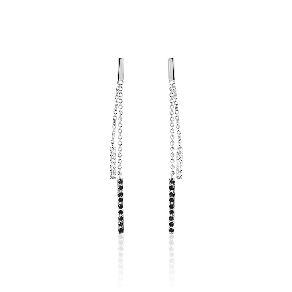 Boucles D'oreilles Pendantes Ainhoaa Or Blanc Diamant - Boucles d'oreilles pendantes Femme | Histoire d’Or