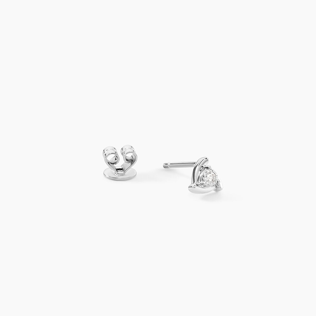 Boucles D'Oreilles Puces Sabia Argent Blanc Oxyde De Zirconium - Boucles d'oreilles fantaisie Femme | Histoire d&rsquo;Or