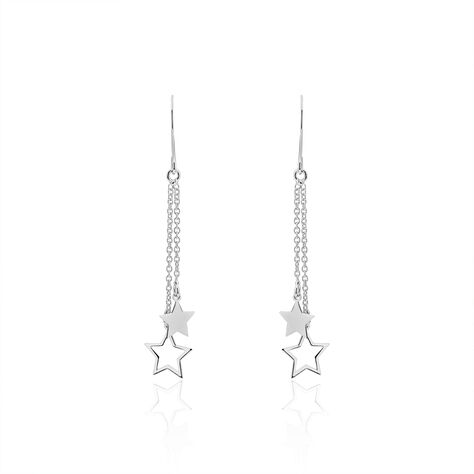 Boucles D'oreilles Pendantes Juliette Argent Blanc - Boucles d'Oreilles Etoile Femme | Histoire d’Or