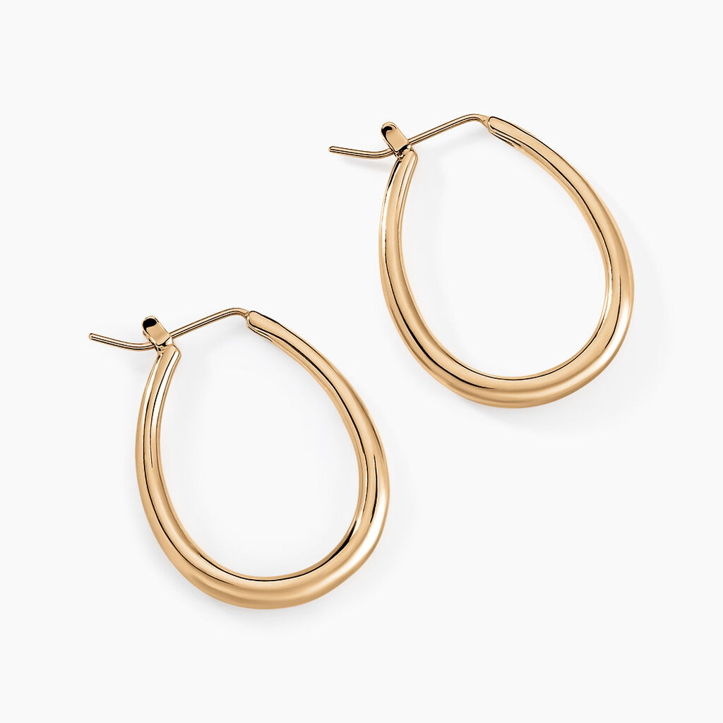 Cr&eacute;oles Olivia Ovale Plaqu&eacute; Or Jaune - Boucles d'oreilles cr&eacute;oles Femme | Histoire d&rsquo;Or